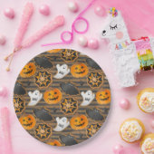 BLACK ORANGE HALLOWEEN PUMPKINS GHOSTS BATS PAPIEREN BORDJE (Feest)