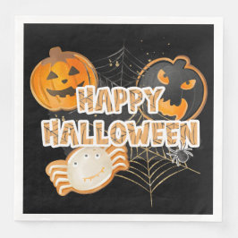 BLACK ORANGE HAPPY HALLOWEEN COOKIES SERVET