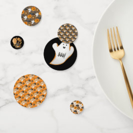 BLACK ORANGE HAPPY HALLOWEEN PUMPKINS BATS CONFETTI