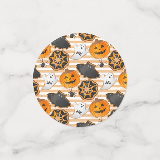 BLACK ORANGE HAPPY HALLOWEEN PUMPKINS BATS CONFETTI (Kleine voorkant)