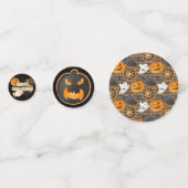 BLACK ORANGE HAPPY HALLOWEEN PUMPKINS BATS CONFETTI (Voorkanten)