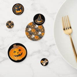 BLACK ORANGE HAPPY HALLOWEEN PUMPKINS BATS CONFETTI