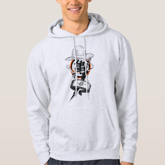 Black & Orange Kanji Character Graphic Hoodie (Voorkant)