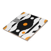 Black Orange Retro Mod Geometric Tegeltje (Zijkant)