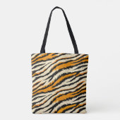 Black Orange Tiger Stripes Pattern Monogram Tote Bag (Achterkant)