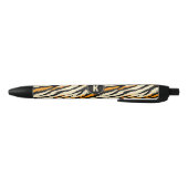 Black Orange Tiger Stripes Pattern Monogram Zwarte Inkt Pen (Bodem)