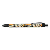 Black Orange Tiger Stripes Pattern Monogram Zwarte Inkt Pen (Bovenkant)