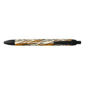 Black Orange Tiger Stripes Pattern Monogram Zwarte Inkt Pen (Achterkant)