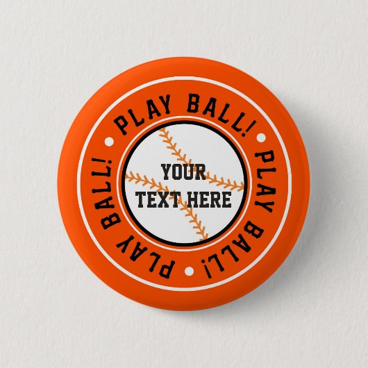 Black Oranje BASEBALL BALL Party Pin BUTTON (Voorkant)