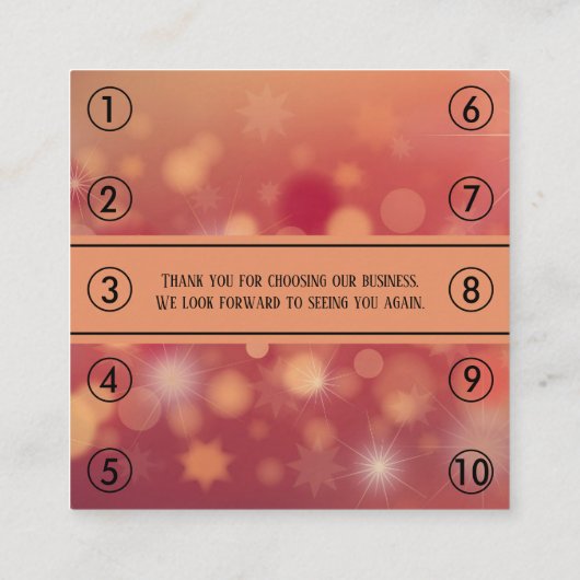 Black Oranje Bokeh Generic Business Loyalty Punch Afsprakenkaartje (Achterkant)