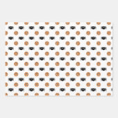 Black Oranje Cute Boo Spider Stripes Halloween Inpakpapier Vel (Voorkant 3)