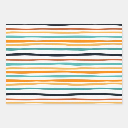 Black Oranje Cute Pumpkin Stripes Halloween Inpakpapier Vel (Voorkant 3)