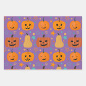 Black Oranje Cute Pumpkin Stripes Halloween Inpakpapier Vel (Voorkant)