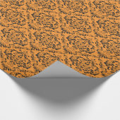 Black Oranje Damask-patroon Cadeaupapier (Hoek)