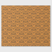Black Oranje Damask-patroon Cadeaupapier (Vlak)