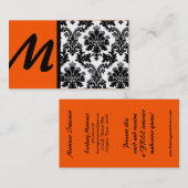 Black Oranje Damask Visitekaartjes (Voorkant / Achterkant)