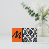 Black Oranje Damask Visitekaartjes (Staand voorkant)
