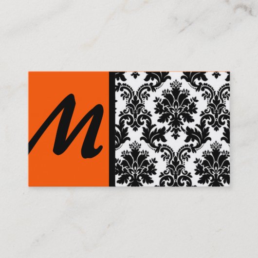 Black Oranje Damask Visitekaartjes (Voorkant)