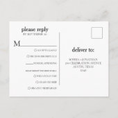 Black Oranje Floral Wedding Meal Choice RSVP Briefkaart (Achterkant)