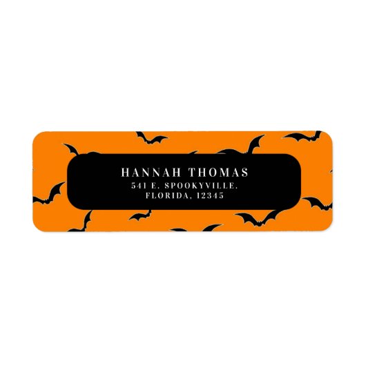 Black & Oranje Flying Bats Return Address Label (Voorkant)
