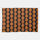 Black Oranje Halloween Jack o Lantern Pumpkin Theedoek (Horizontaal)