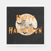 Black Oranje Happy Halloween Moon Bats Servet (Voorkant)