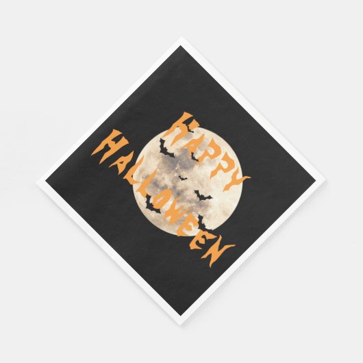 Black Oranje Happy Halloween Moon Bats Servet (Hoek)