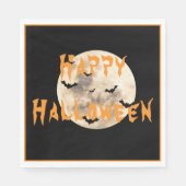 Black Oranje Happy Halloween Moon Bats Servet (Voorkant)