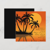Black & Oranje Island Palm Tree Verjaardag Uitnodi Kaart (Voorkant / Achterkant)