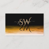 Black Oranje Marble Pattern Shadow Font Initialen Visitekaartje (Voorkant)