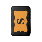 Black Oranje Monogram Initiaal Home Decorative Badmat (Voorkant Verticaal)