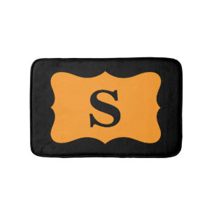 Black Oranje Monogram Initiaal Home Decorative Badmat