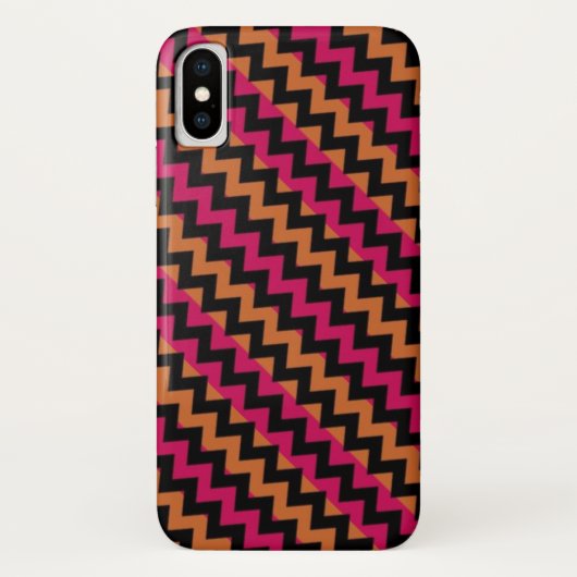 Black Oranje Pink Chevron Pattern Case-Mate iPhone Case (Achterkant)