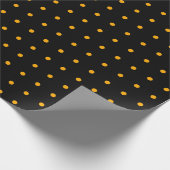 Black Oranje Polka Dot Pattern Halloween Cadeaupapier (Hoek)