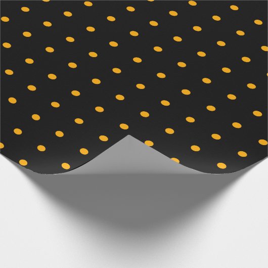 Black Oranje Polka Dot Pattern Halloween Cadeaupapier (Hoek)