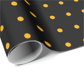 Black Oranje Polka Dot Pattern Halloween Cadeaupapier (Rol Hoek)