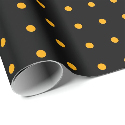 Black Oranje Polka Dot Pattern Halloween Cadeaupapier (Rol Hoek)