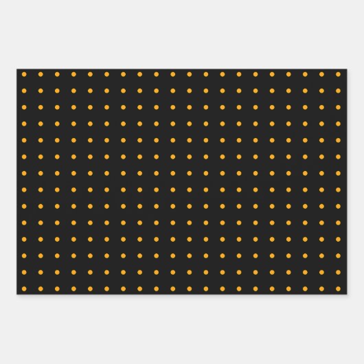 Black Oranje Polka Dot Pattern Halloween Inpakpapier Vel (Voorkant)