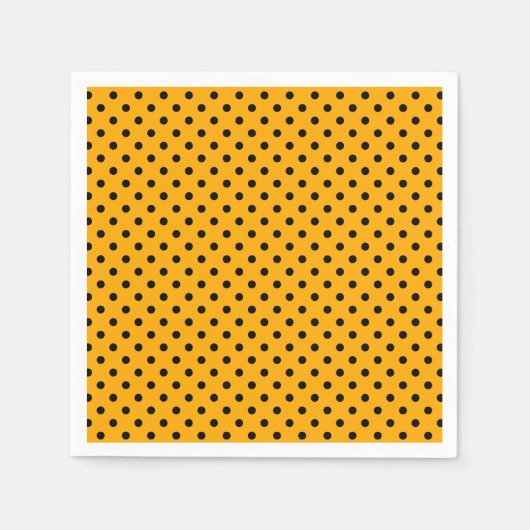 Black Oranje Polka Dot Pattern Halloween Napkins Servet (Voorkant)