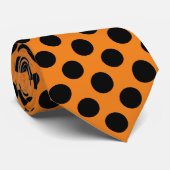 Black Oranje Polka Dots Pattern Stropdas (Opgerold)