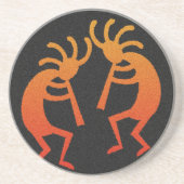 Black Oranje Rustic Southwestern Design Kokopelli Zandsteen Onderzetter (Voorkant)