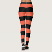 Black & Oranje Stripes Feestelijk Fun Halloween Leggings (Achterkant)