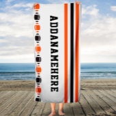 Black Oranje Stripes Football Sports Custom Towel Badhanddoek