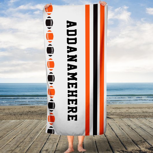 Black Oranje Stripes Football Sports Custom Towel Badhanddoek