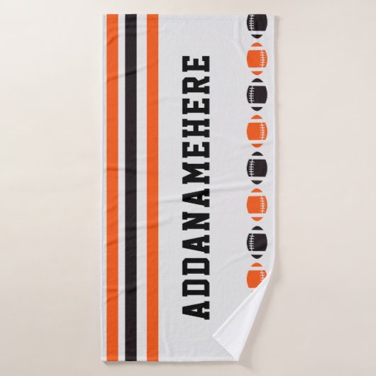 Black Oranje Stripes Football Sports Custom Towel Badhanddoek (Badhanddoek)