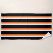 Black Oranje White Striped Strandlaken (Voorkant)