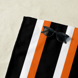 Black Oranje White Striped Strandlaken