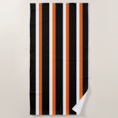 Black Oranje White Striped Strandlaken (Voorkant)
