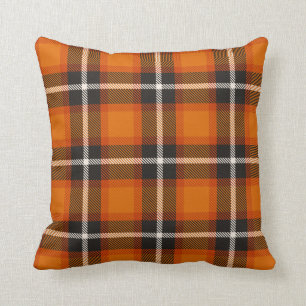 Black Oranje White Tartan Pset Pattern Autumn Kussen