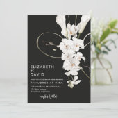 Black Orchid Elegant Luxury Modern Wedding Kaart (Staand voorkant)